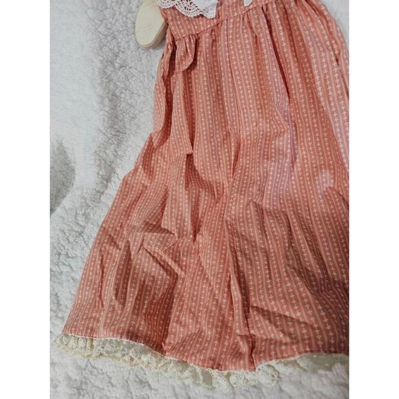 Vintage Handmade Dress On Wooden Hanger Heart Floral Lace Orange & Ivory Decor - Picture 4 of 16